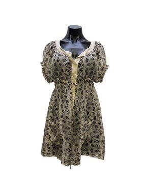 Love & Liberty Silk Floral Print Blouse Tan & Gray Size M